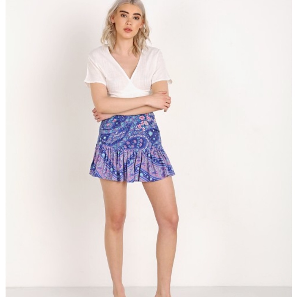 Spell City Lights Mini Skirt In Indigo